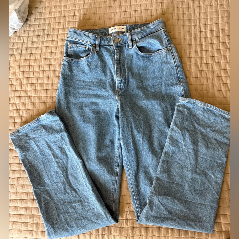 Denim Forum Classic Straight Leg Jeans in Light Blue